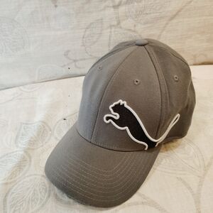 Puma Gray Baseball Cap With Signature Logo In Black